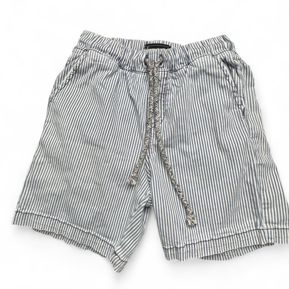 GEF France Shorts Kids Boys 8 Years Blue White Stripe Drawstring Shorts Beachy